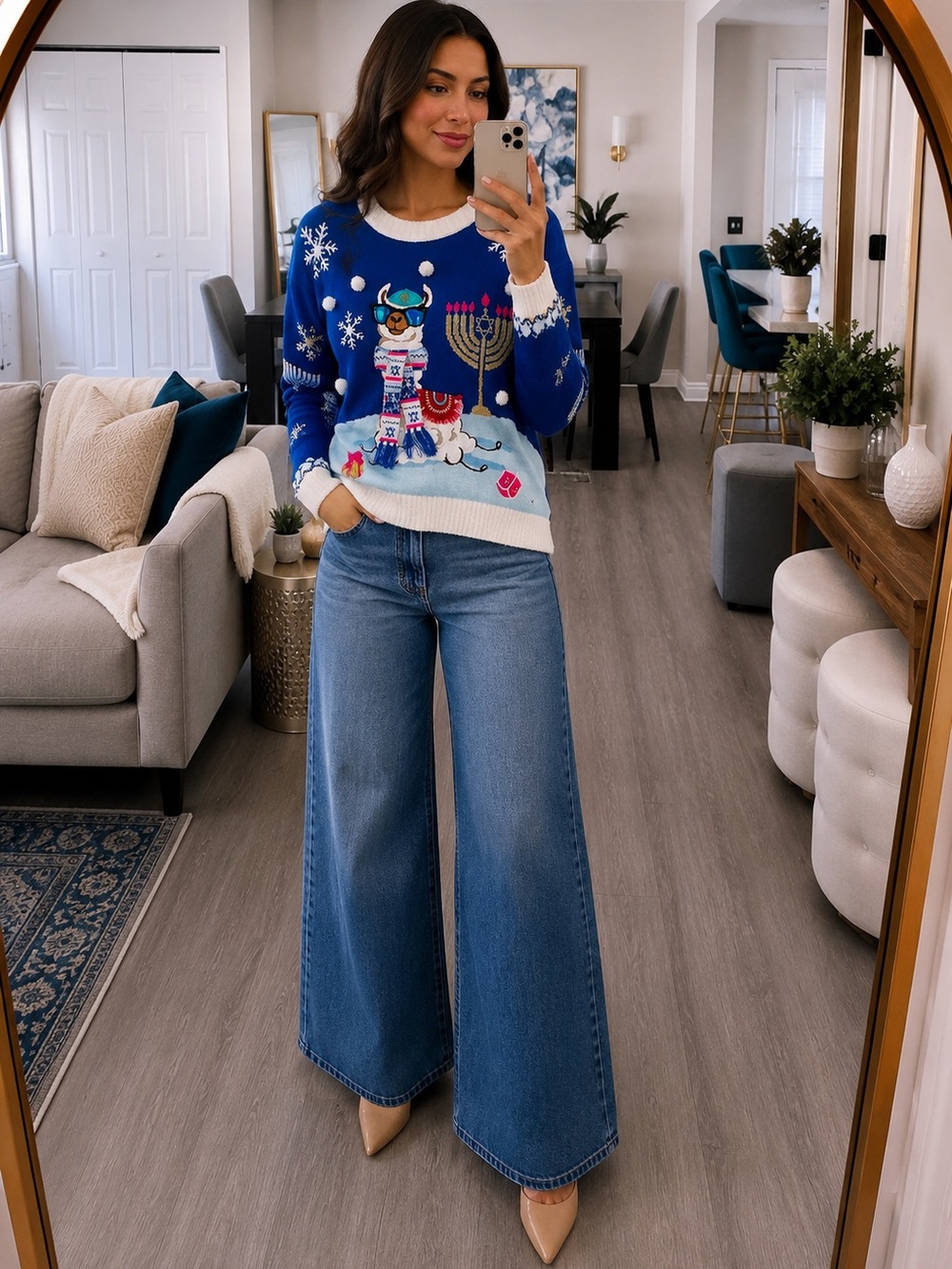 Holiday Time Women’s Embellished Sweater M Festive Cozy Winter Cottagecore